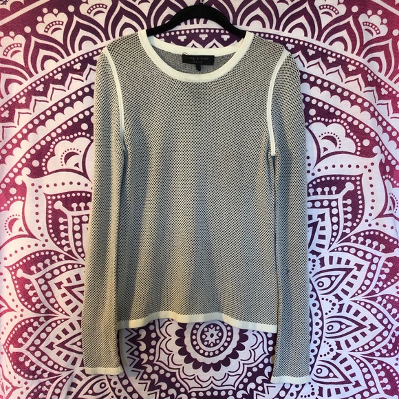 Rag & Bone Textured Mesh Net Long Sleeve Tee Shirt Top Medium - Picture 2 of 8